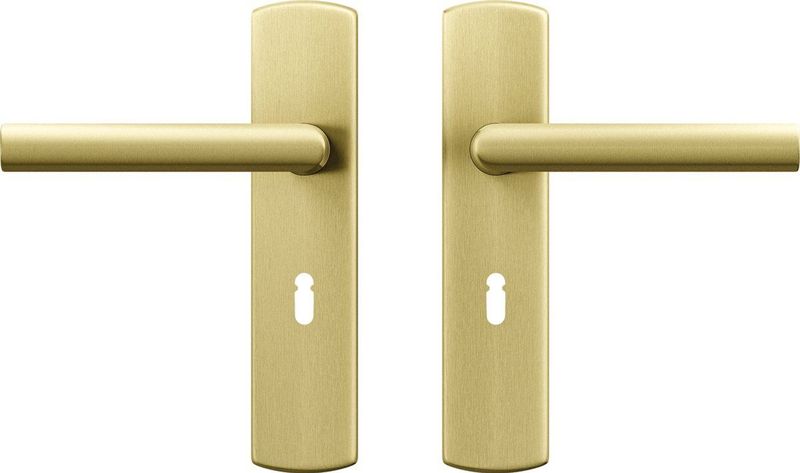 AXA Curve Klik Deurbeslagset Binnendeur - SL55 - Kruk Milan op schild met sleutelgat - Goud geslepen