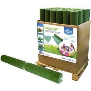 Grastapijt kunstgras Premium zwart grijs zachte per meter, verschillende maten, met drainage knoppen, waterdoorlatend (400x350 cm