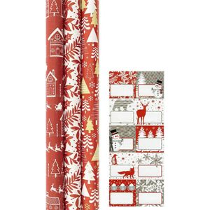 Kerst kadopapier 3 rol & etiket