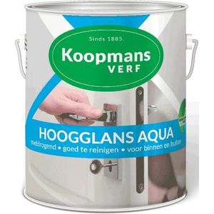 Koopmans Hoogglans Aqua | 2,5L | Wit | Hoogglans | Watergedragen | Goed Dekkend | Duurzaam | Lak