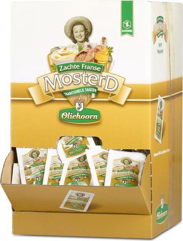 Oliehoorn Franse mosterd sachets 5 ml per stuk, doos 450 stuks