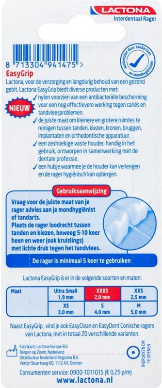 Lactona Ragers Easygrip XXXS 2,0 mm - Tandenrager - 6 stuks