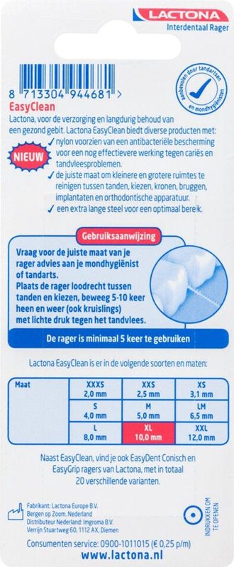 Lactona - EasyClean Ragers - Blisterverpakking - 8x Ragers - 10 mm