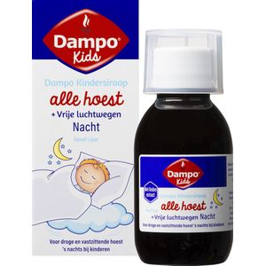 Dampo Kids Nacht Kindersiroop Alle Hoest + Vrije luchtwegen - Voor droge en vastzittende hoest 's nachts bij kinderen - Verlichting en verzachting bij het hoesten - Vanaf 1 jaar - Medisch hulpmiddel - 100 ml