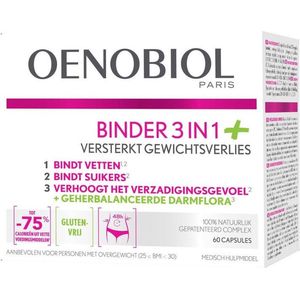 Oenobiol Binder 3in1 - Afslankpillen voor snel afvallen - Fatburners - Gewichtsverlies - 60 Capsules
