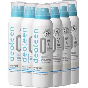 Deoleen 0% aluminium - Aerosol Sensitive - Deodorant - 150 ml 6 pack