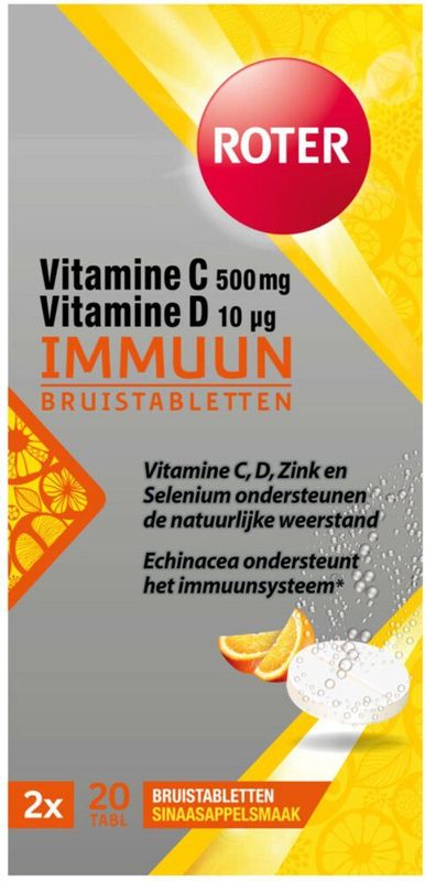 Roter Immuun Bruis - Vitamine C & D ondersteunen de weerstand & Echinacea verhoogt het immuunsysteem* - 40 bruistabletten