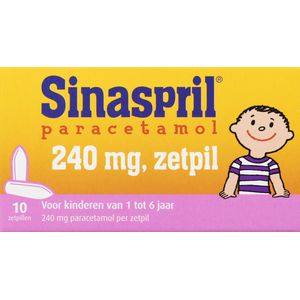 Sinaspril Paracetamol Zetpil 240 mg Kids - Pijnstiller - 10 stuks