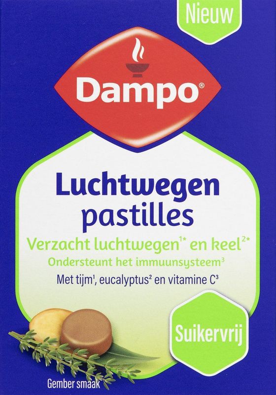 Dampo - Luchtwegen Pastilles - Gember - Suikervrij - Tijm en Eucalyptus