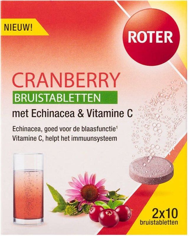 Cranberry - Bruistabletten - Roter - Met Echinacea en Vitamine C - Cranberry Smaak