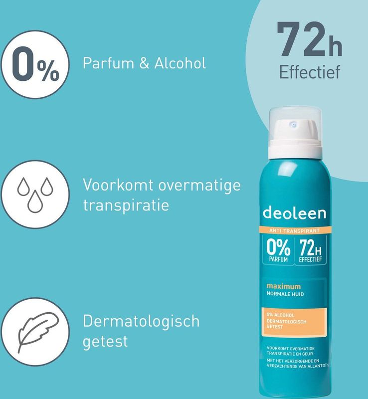 Deoleen - Intense Protect - Antitranspirant - 150 ml - 0% Parfum - 0% Alcohol