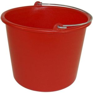 Huishoud emmer - rood - kunststof - 12 liter - D29 x H35 cm