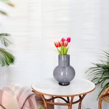 Hakbijl - Deborah - Bloemenvaas - Donker Grijs - Glas - D17 x H22 cm