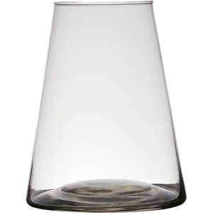 Transparante home-basics vaas/vazen van glas 20 x 16 cm - Bloemen/takken/boeketten vaas voor binnen gebruik