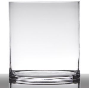 Hakbijl Glass Bloemenvaas - cilinder vorm - glas - transparant - D25 x H30 cm - boeketten/stelen/takken