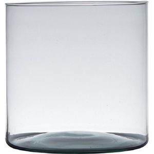 Hakbijl Glass Bloemenvaas - transparant - cilinder vorm - 19 x 19 cm - gerecycled glas - Bloemen/takken/boeketten vaas