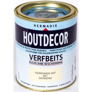 Hermadix Houtdecor Verfbeits Dekkend - 0,75 Liter - 601 Gebroken Wit