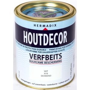 Hermadix Houtdecor Verfbeits Dekkend - 0,75 Liter - 619 Wit