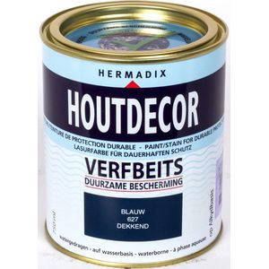 Hermadix Houtdecor Verfbeits dekkend - 0,75 liter - 627 Blauw