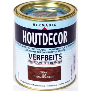Hermadix Houtdecor Verfbeits Transparant - Teak 0,75 Liter - Beitsen - Waterbasis - Verfwinkel is tot 50% goedkoper