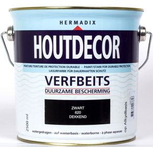 Hermadix Houtdecor Verfbeits Dekkend - 2,5 Liter - 620 Zwart