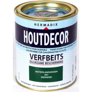 Hermadix Houtdecor  Verfbeits Dekkend - 0,75 liter - 621 Waterland Groen