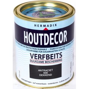 Hermadix Houtdecor Verfbeits Dekkend - 0,75 Liter - 630 Antraciet