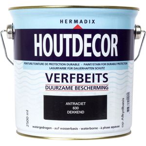 Hermadix Houtdecor Verfbeits dekkend - 2,5 liter - 630 Antraciet