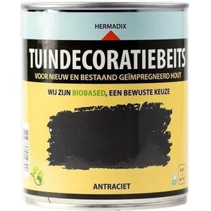 Hermadix tuindecoratiebeits, dekkend antraciet, blik 0,75 liter