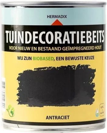 Hermadix - Tuindecoratiebeits - Dekkend Antraciet - 0,75 Liter