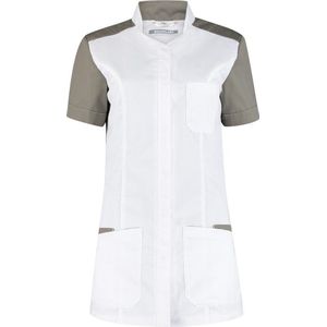 Haen - Terra Met Tricot - Zorgjas - Wit Olijfgroen Contrast - High Line