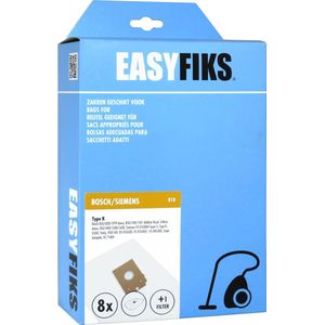 Easyfiks B18 stofzuigerzakken geschikt voor Bosch en Siemens - 8 stuks + 1 filter - voor Big Bag 3L - Arriva - Smily - Type K