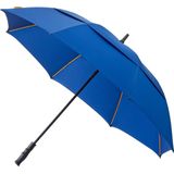 Falcone Grote golfparaplu voor heren met automatische opening en winddicht, grote paraplu met een diameter van 130 cm, onbreekbare glasvezelribben, blauw met oranje ribben, Blauw, Paraplu stok