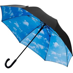 Falcone Golfparaplu - Windproof - Automaat - Ø 120 cm - Blauwe lucht wolkendessin - Zwart