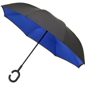 Impliva - Opvouwbare Inside Out Paraplu - Ø 107 cm - Zwart/Blauw