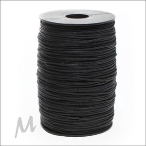 Waxkoord Zwart | Cotton wax koord | 1.5mm x 200 meter| Zwart | Sieraden Maken | leer look
