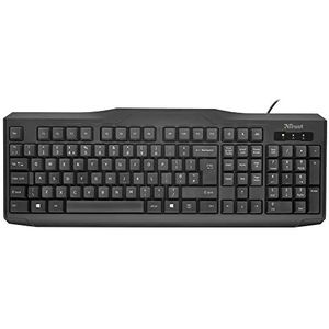 Trust Classicline bedrade volledige grootte toetsenbord voor pc en laptop, UK lay-out, zwart