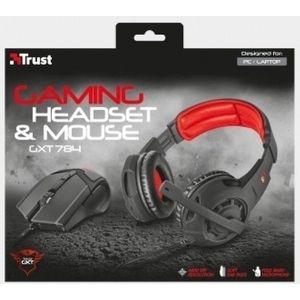 Trust GXT 784 2-in-1 spelset (Bedraad), Gaming headset, Rood, Zwart