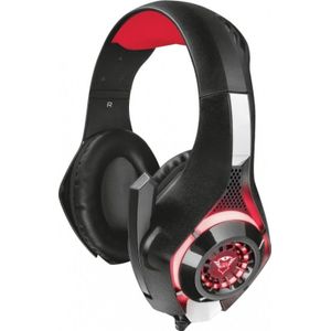 Trust Gaming GXT 313 Nero Gamer-headset USB met microfoon voor pc en laptop, heldere LED, USB en 3,5 mm jack - zwart/rood