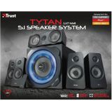 Trust Gaming 21738 GXT 658 Tytan 5.1 Surround PC Lautsprecher mit Subwoofer, Speakers mit LED Beleuchtung, Soundsystem für PC, Laptop, Konsole, TV, Schwarz, 180 W (90 W RMS)
