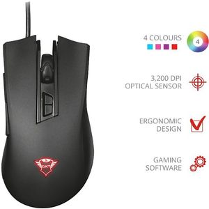 Trust GXT 121 Zeebo muis Gamen Rechtshandig USB Type-A Optisch 3200 DPI