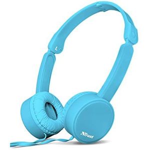 Trust Nano opvouwbare hoofdtelefoon voor muziek, video's en telefoongesprekken (Foldable Headphones, geïntegreerde afstandsbediening met microfoon en knopp) blauw