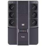 Trust - Maxxon Offline Schuko 800VA UPS - Betrouwbare Batterij Back-up - 6 Stopcontacten