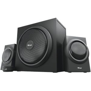 Trust Yuri PC 2.1 luidsprekersysteem met houten subwoofer (120 W, volumeregeling met hoofdtelefoonaansluiting en line-in-aansluiting) zwart