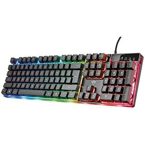 Trust Gaming GXT 835 Azor gaming toetsenbord, Italiaanse QWERTY-lay-out, USB, anti-ghosting, toetsenbord met led-achtergrondverlichting RGB voor pc, computer, laptop, Mac - zwart