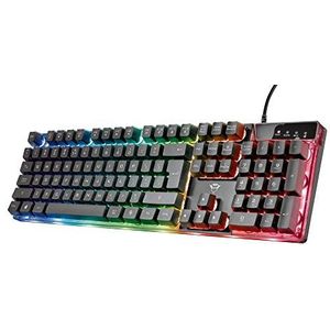 Trust Gaming GXT 835 Azor toetsenbord met achtergrondverlichting, Spaanse QWERTY-lay-out, LED-verlichting, bekabeld gaming toetsenbord voor Windows, Mac, PC, computer, laptop, zwart