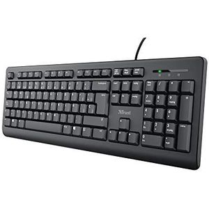 Trust Taro Toetsenbord - Spaanse QWERTY-lay-out, duizeligheid, 1,8 m kabel, USB-aansluiting, Windows, Mac, PC, laptop, zwart