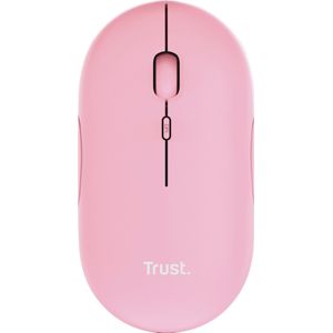 Trust Puck Oplaadbare Draadloze Muis, Bluetooth of 2.4 GHz USB Mini Dongle, Stil, Ultra Dun Ontwerp, DPI-knop, Ergonomisch, Wireless Mouse voor PC/Mac/Laptop/MacBook/iPad - Roze