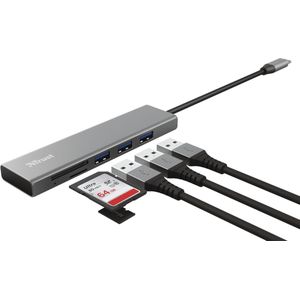 Trust Halyx - Hub - USB C - Kaartlezer - Aluminium