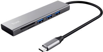 Trust Halyx - Hub - USB C - Kaartlezer - Aluminium